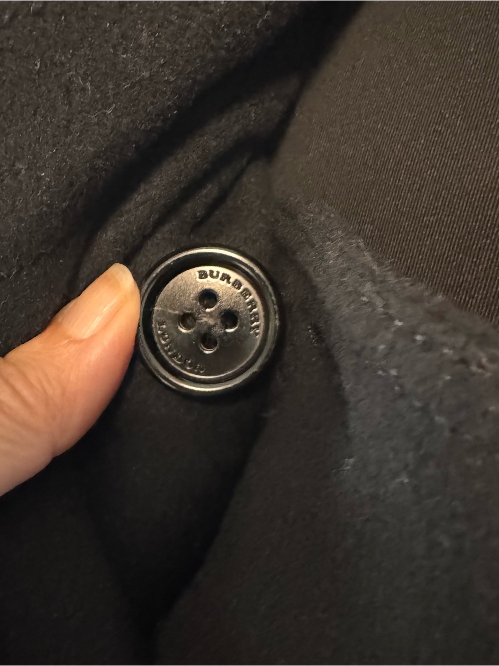Burberry London Sandringham Black Wool Double-Breasted Coat, Belted Waist - Picture 4 of 12